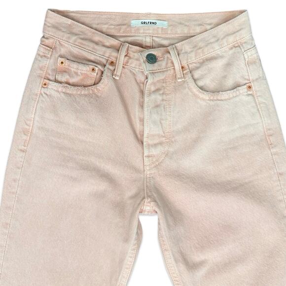 GRLFRND Karolina High-Rise Skinny Jeans Lucid Dreams Baby Pink size 23 Raw Hem - Picture 12 of 13